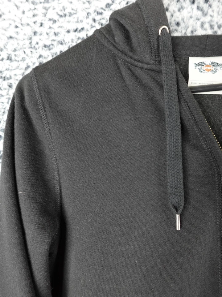 Sudadera con capucha Harley Davidson Whimsigoth para mujer pequeña Y2K negra con tachuelas gótica Foto 2 de 4