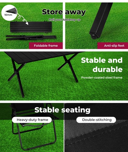 Levede Folding Camping Table Chair Portable Picnic Outdoor Foldable Roll Desk - Picture 6 of 86