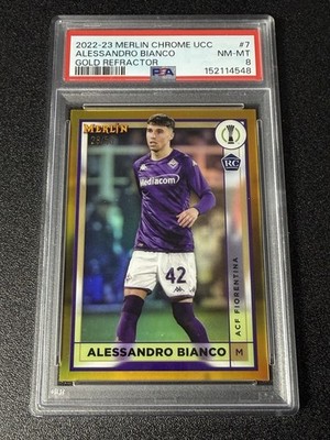 2022-23 Topps Merlin Chrome UEFA Alessandro Bianco RC Gold Refractor #/50 PSA 8