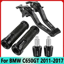 3D CNC Brake Clutch Levers + Handle Grips Cap Set For BMW C650GT 2011-2017 New