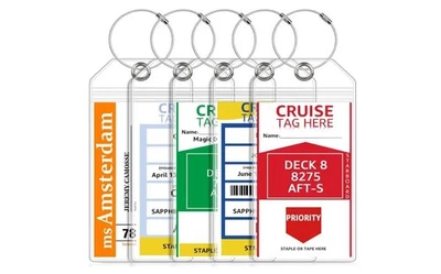 Cruise Luggage Tag Holders Waterproof – 5-Pack for Carnival, NCL, MSC Ships