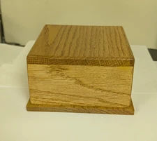 Pet Memorial Cremation Box - Small Dog Or Cat - Solid Oak with Cherry Finish 