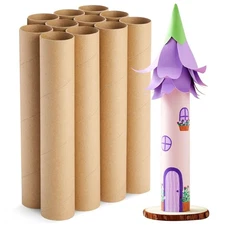 Cardboard Tubes 12 Pack, 1.75 x 10 in, Brown Paper Towel Tubes for Crafts & DIY
