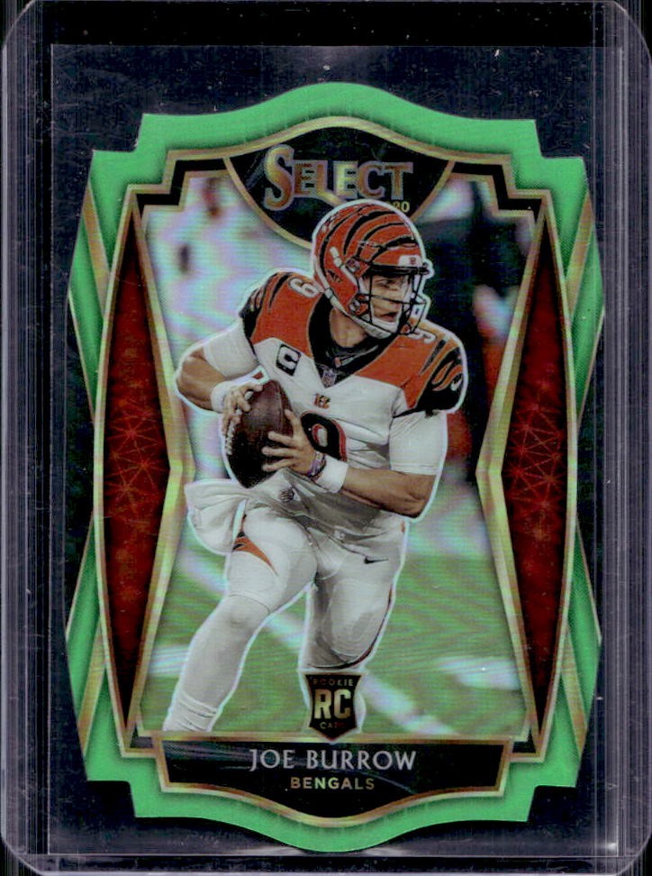 2020 Select Joe Burrow RC Neon Green Prizm Die Cut Premier #146 Bengals