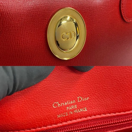 Christian Dior CD Logo Metal Shoulder Bag leather Red 60294 - Photo 3/9