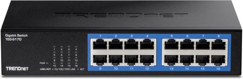 TRENDnet 16-Port Gigabit Desktop Switch, TEG-S17D, 16 x Gigabit RJ-45 Ports, 32G - 第 2/10 張圖片