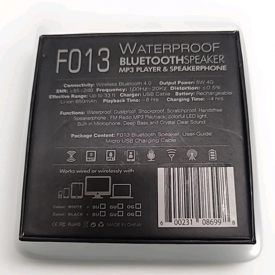 IPX7 Altavoz Bluetooth Impermeable con Ventosa, Azul Cielo Nuevo En La Caja  Foto 3 de 4