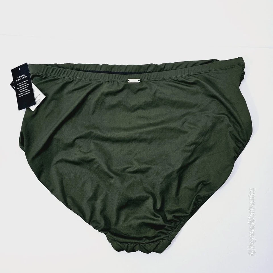 Parte inferior de natación Ralph Lauren verde oliva fruncida cintura alta para mujer talla 20W Foto 4 de 4
