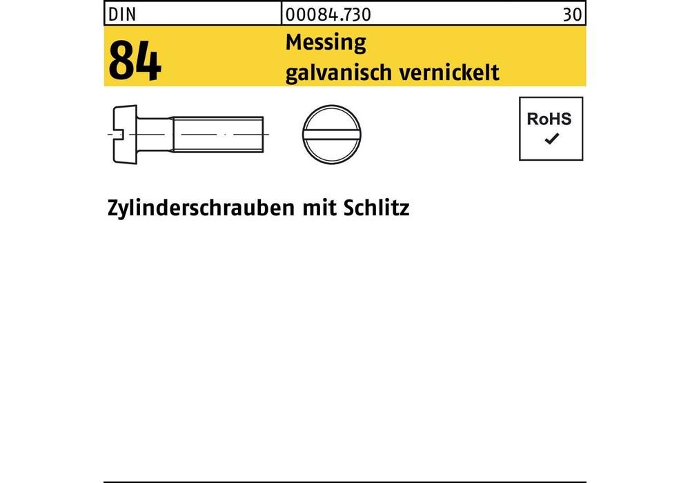 Reyher Zylinderschraube DIN 84/ISO 1207 Schlitz M 6 x 20 Messing galvanisch v...