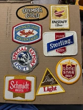 Vintage Beer Embroidered Patches (8) Sterling Blatz Goebel Falstaff Schmidt +++