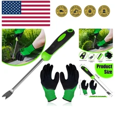 12.8'' Dandelion Weed Puller Tool with Soft Handle Polished Stainless Steel G...