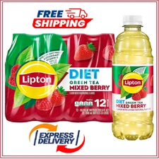 Lipton Diet Mixed Berry Green Tea, 16.9 Fl Oz Bottles (Pack of 12)