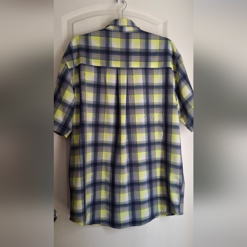 Cinch Men's Plaid Button-Down Shirt - Green and Blue Short Sleeve Casual Formal - Picture 2 of 6