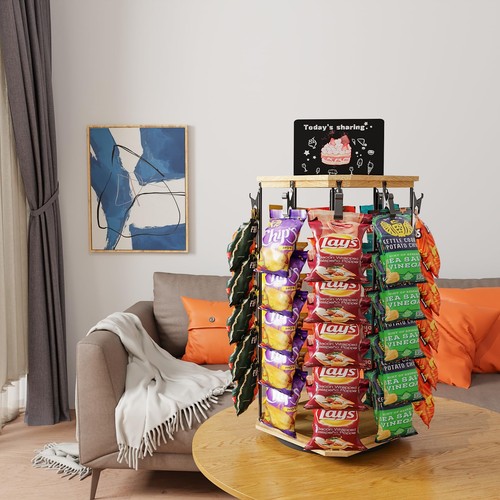 Chip Rack Display Ständer, 5 Ebenen 40 Clips Snack Organizer, 360 ° drehbar Holz... - Bild 7 von 7