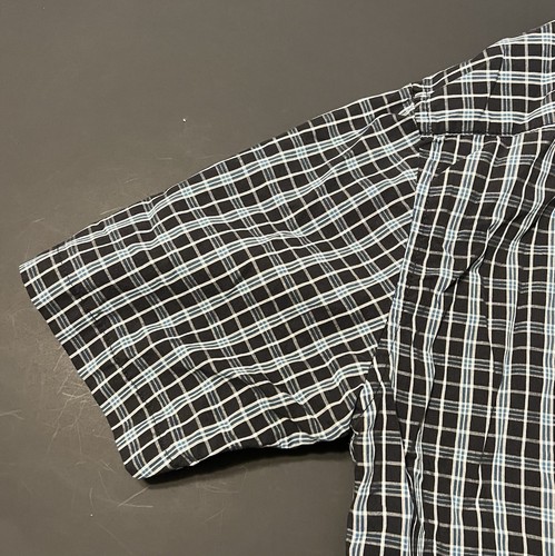Basic Editions Classic Fit Men’s Large Plaid Button Up Black & Blue Short Sleeve - Picture 12 of 15