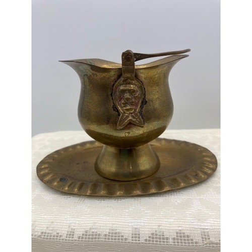 Vintage Brass Bucket on Tray Decorative Ornate Design Unique Home Decor - Picture 2 of 7