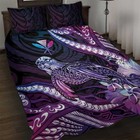 Hawaiian Monk Seal Quilt Bed Set Kakau Tribal Pattern Violet Gradient LT05