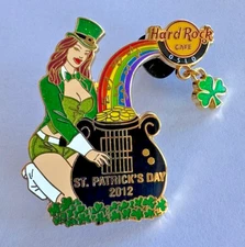 Hard Rock Café Original Oslo St Patrick's Day Girl Guitar Norway Pin New Mint