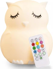 Owl Design Remote Control Silicone Night Light - 9 Colors & Sleep Timer