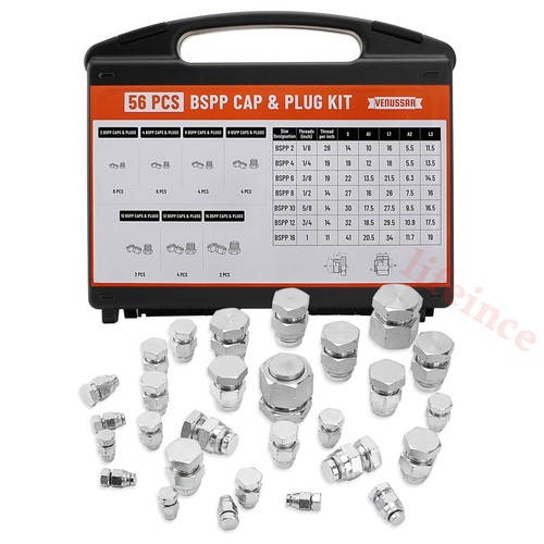 BSPP Cap & Plug Kit Hose Tube Pipe Fittings Hydraulic with Precision Threading - Picture 3 of 14