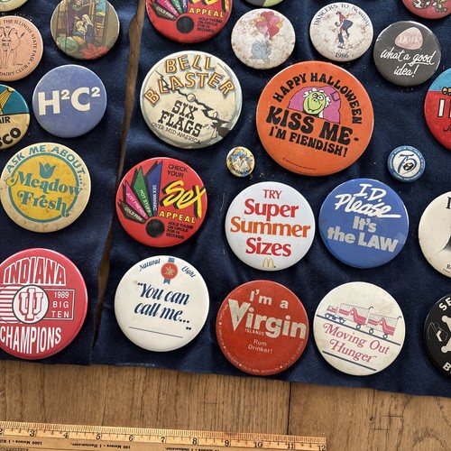 Vintage Lot 75+ Advertising Buttons Swag Novelty Weird Funny Set 3 Retro 70’s - Picture 12 of 13