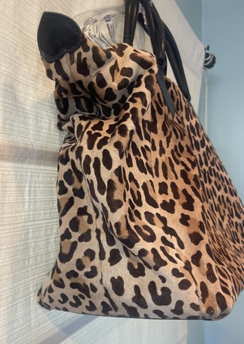 VTG Maud Frizon Paris Pony Hair Leopard Travel Weekender Bag Missing 2 Legs 23” - Picture 4 of 15
