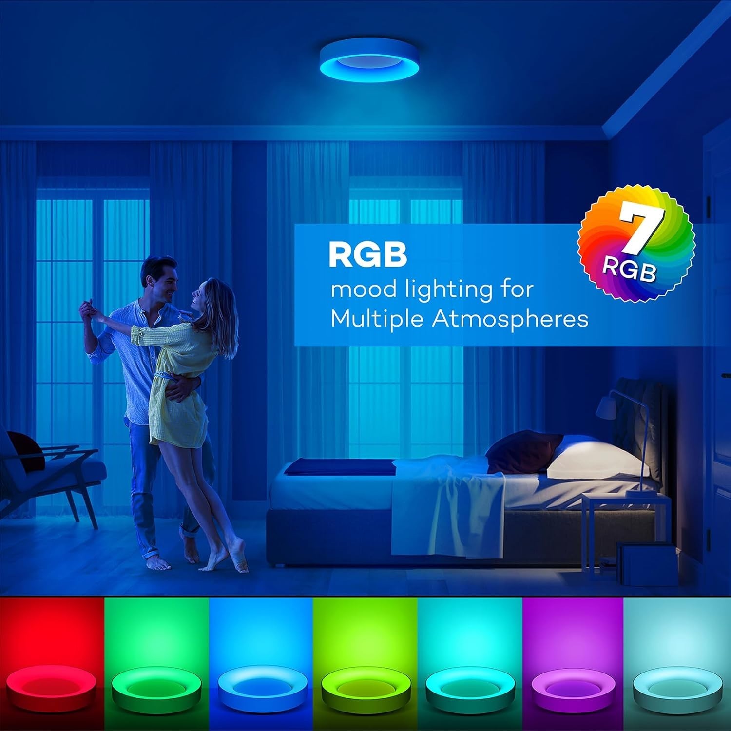 LED Deckenlampe RGB Farbwechsel, Dimmbar, 24W für Jugendzimmer Badezimmer 28cm