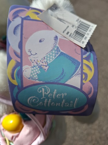 Peter Cottontail 13" White Easter Bunny Rabbit Egg Basket Plush 1995 Vintage - Picture 4 of 6
