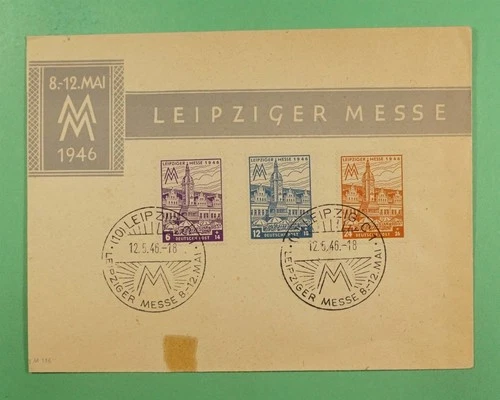 DR WHO 1946 GERMANY FDC LEIPZIG FAIR SEMI POST COMBO R40879