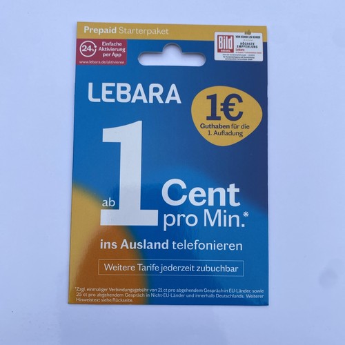 German sim card, Prepaid, Germany mobile number, Lebara sim karte - Zdjęcie 4 z 4