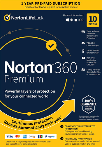 Norton 360 Premium, 2023 Ready, Antivirus Software for 10 Devices with Auto Rene - Picture 12 of 12