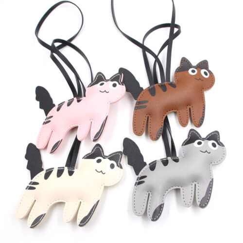 PU Leather Cute Cow Cat Keychain Pendant Lanyard Car Keyring Bag Ornaments Gifts officiel