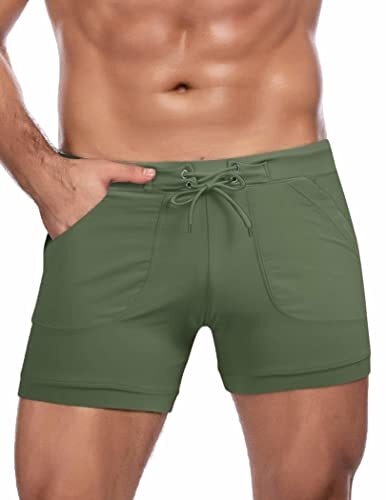 Traje de baño para hombre camuflado de secado rápido pantalones cortos de natación para hombre calzoncillo grande - verde - Imagen 5 de 6