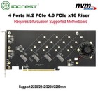 4 Ports M.2 NVMe to Pcie 4.0 X16 riser controller Adapter Card 