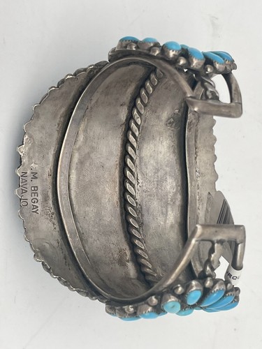 Vintage Navajo Sterling And Turquoise Watch Cuff Bracelet - Picture 6 of 7