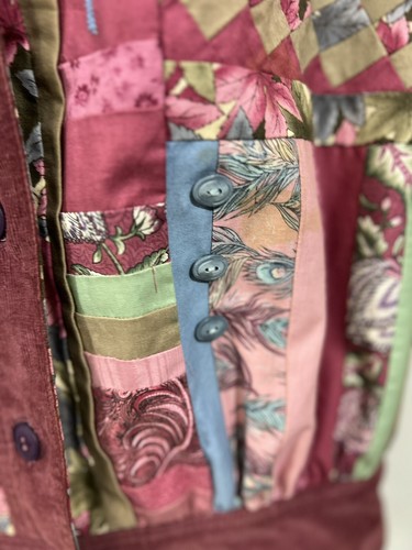 VTG 80s Handmade Patchwork Quilt Bomber Jacket Size L 80s Golf Lined OOAK - Picture 15 of 15