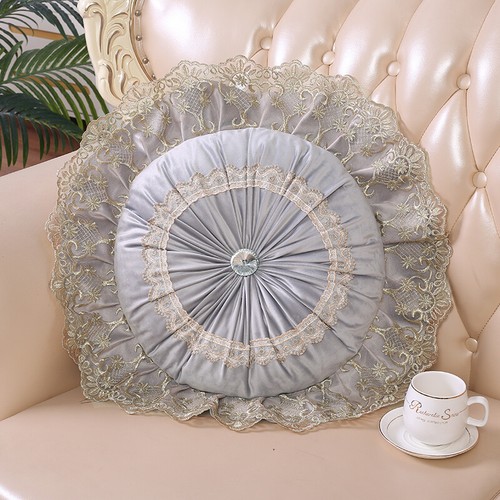 Round Luxury Cushion Cover Lace Pumpkin Flower Pillow Case Sofa Living Room Red - Picture 15 of 21