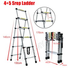 Image of 2 3 4 5 6 7 8 Tread Step Ladder Folding Aluminum/Iron Ladders Safe Non-Slip Step