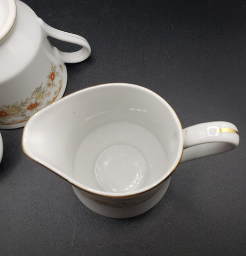 Taiko Fine China Floral Gold Trim Creamer & Lidded Sugar Bowl Japan Vintage - Picture 2 of 8