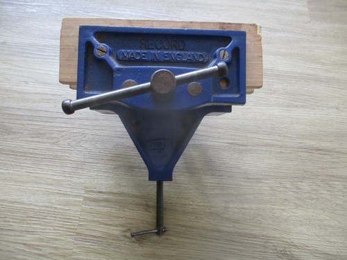 VINTAGE RECORD Banco da Lavoro Legno Vice Morsetto Lavorazione Legno 6" Ganasce Larghe