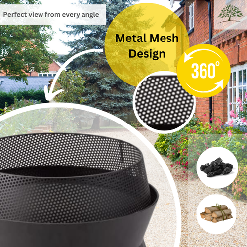Large Black Fire Pit Outdoor Garden Log Burner Heavy Duty Round Wood Burner BBQ - Picture 19 of 24