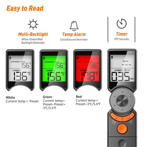 Termómetro instantáneo inteligente para barbacoa de carne ultra rápido sonda de acero inoxidable Kamado - Imagen 19 de 20