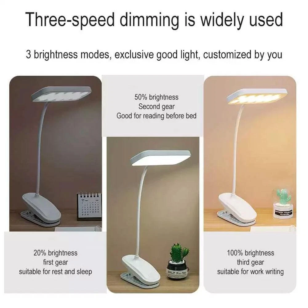 LED Flexible Clip On Table Reading Lamp Desk Light Rechargeable LED Book Light - Picture 7 of 11
