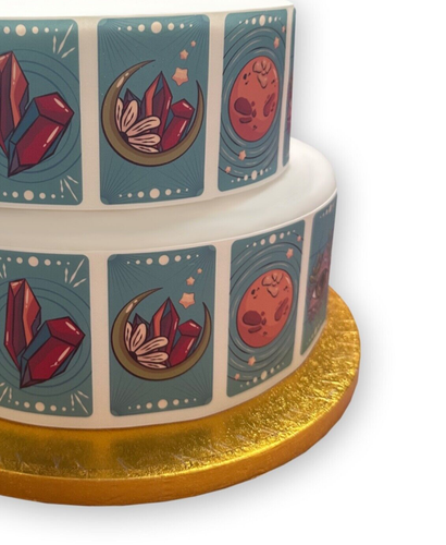 Borde para adorno de pasteles hoja de glaseado comestible borde de cartas de tarot psíquico - pasteles más grandes - Imagen 2 de 10