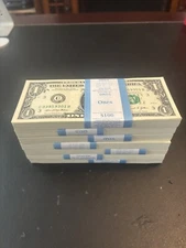 100 Sequential $1 Bills – 2021 Series – Uncirculated US Currency – Collectible