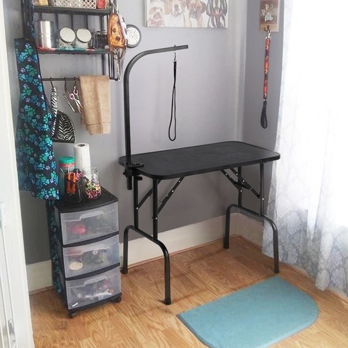 Mesa de aseo de mascotas 32" plegable y portátil para perros gatos mesa de recorte de belleza - Imagen 10 de 12