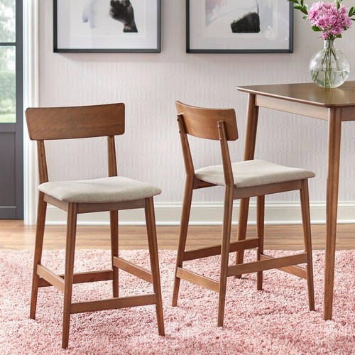 Set of 2 24" Newington Counter Height Barstools Walnut - Picture 2 of 6