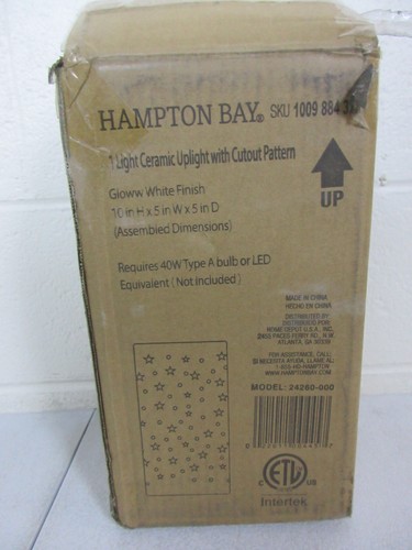 Hampton Bay 10in. White Indoor Ceramic Up-Light with White Cut Out Pattern Shade - Picture 2 of 3