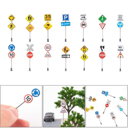 14Pieces Traffic Signs DIY Layout Road Signs Architectural - Picture 1 of 7