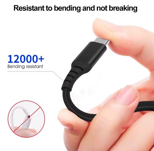 USB A to Type C Cable 3A Fast Charger Braided 1M 2M for Android Samsung Lead - Zdjęcie 6 z 23
